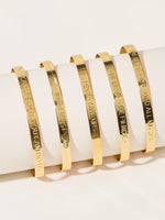 5pc gold decor cuff bracelets