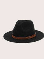 Black/brown suede band fedora hat