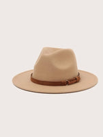Khaki/brown suede band fedora hat