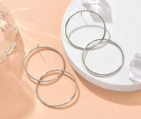 Silver double circle earrings