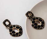 Black/gold leopard earrings