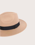 Khaki/black band unisex fedora hat