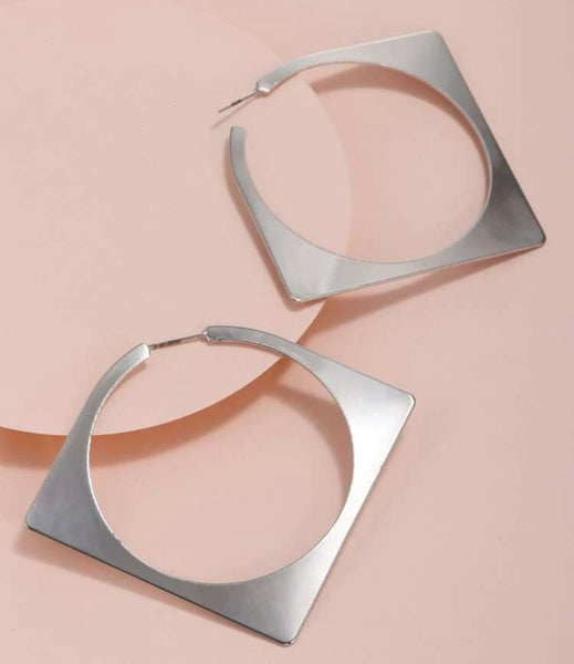 Silver geometric hoop earrings
