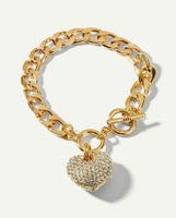 Rhinestone heart charm bracelet