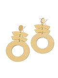 Gold circle drop earrings