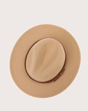 Khaki/brown suede band fedora hat