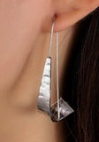 Silver metal drop earrings